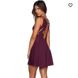 Free People Burgundy Dress floral cut out backless